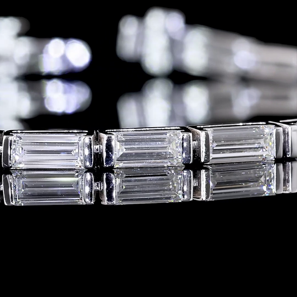Lab-Grown 6.35 Carat Baguette F-VS2 Diamond 14K White Gold Tennis Bracelet