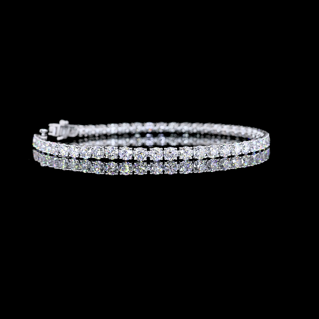 Lab-Grown 7.61 Carat Round F-VS2 Diamond 14K White Gold Tennis Bracelet