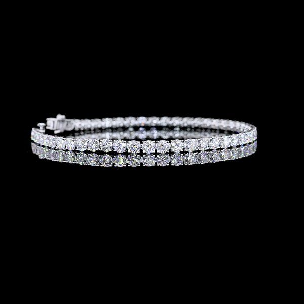 Lab-Grown 7.61 Carat Round F-VS2 Diamond 14K White Gold Tennis Bracelet