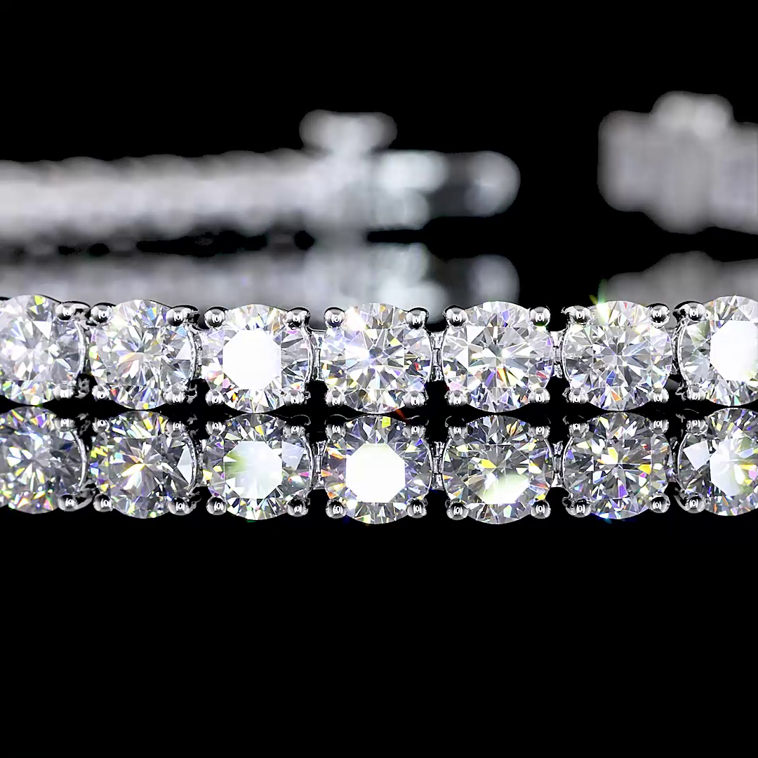 Lab-Grown 7.61 Carat Round F-VS2 Diamond 14K White Gold Tennis Bracelet