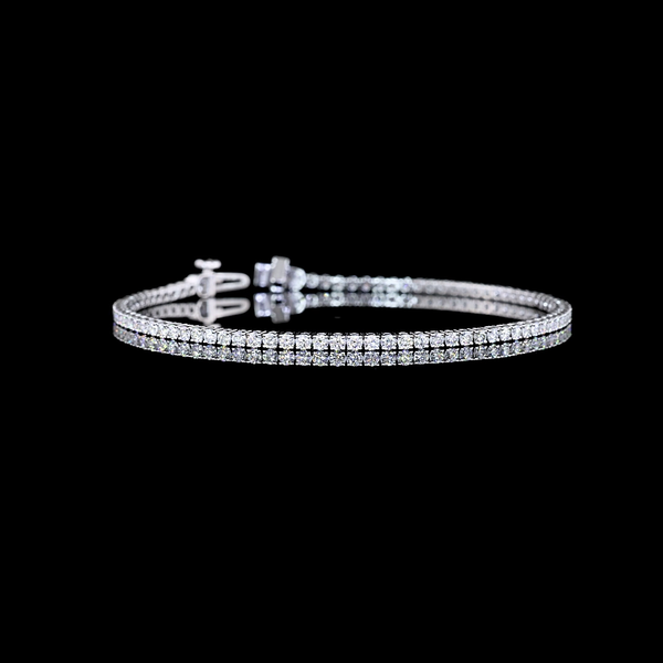 Lab-Grown 1.99 Carat Round F-VS2 Diamond 14K White Gold Tennis Bracelet