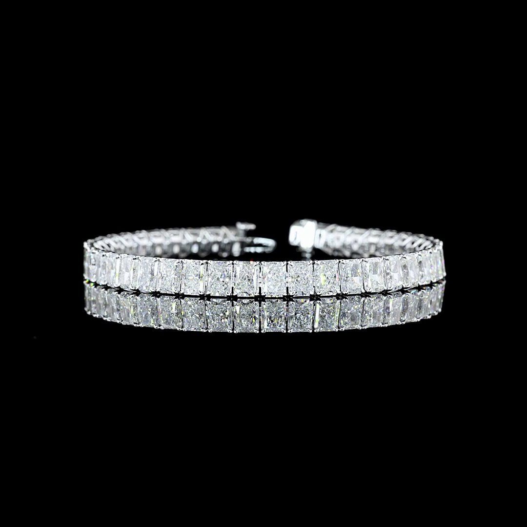 Lab-Grown 22.13 Carat Radiant E-VS Diamond 14K White Gold Tennis Bracelet