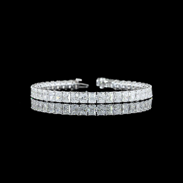 Lab-Grown 18.86 Carat Radiant E-VS Diamond 14K White Gold Tennis Bracelet