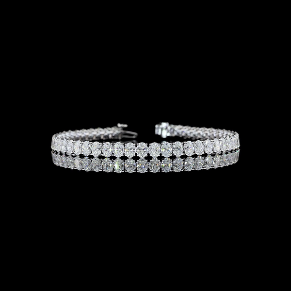 Lab-Grown 10.23 Carat Oval F-VS1 Diamond 14K White Gold Tennis Bracelet