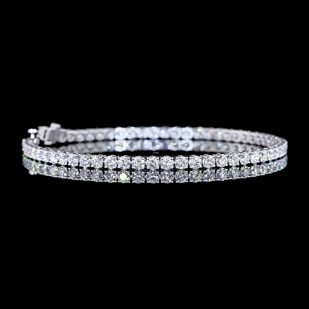 Lab-Grown 5.15 Carat Round E-VS Diamond 14K White Gold Tennis Bracelet