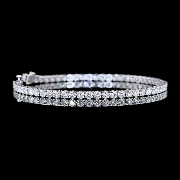 Lab-Grown 5.15 Carat Round E-VS Diamond 14K White Gold Tennis Bracelet
