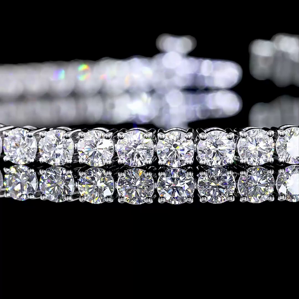 Lab-Grown 5.15 Carat Round E-VS Diamond 14K White Gold Tennis Bracelet