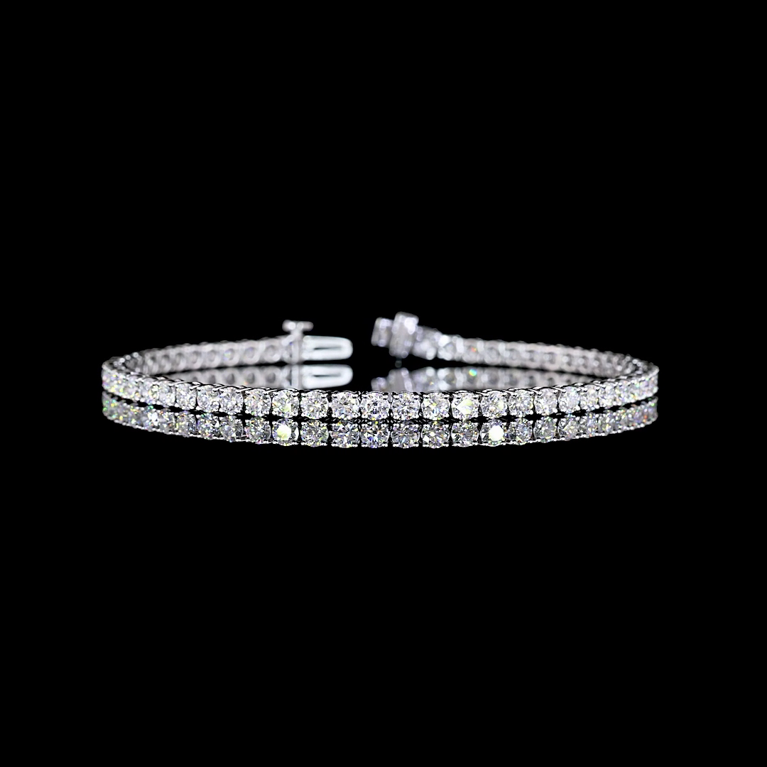 Lab-Grown 5.16 Carat Round E-VS1 Diamond 14K White Gold Tennis Bracelet