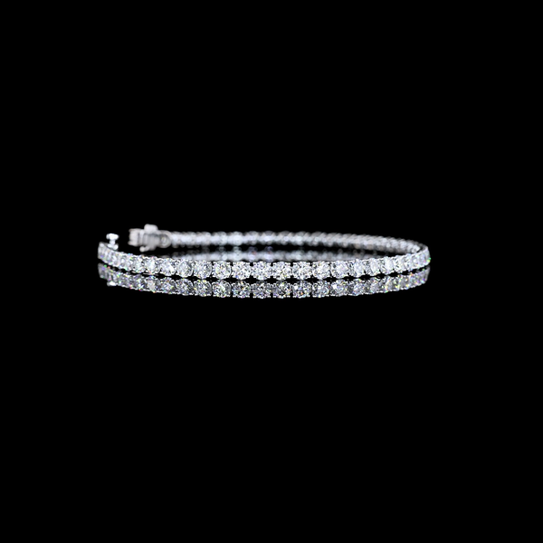 Lab-Grown 6.9 Carat Round E-VS Diamond 14K White Gold Tennis Bracelet
