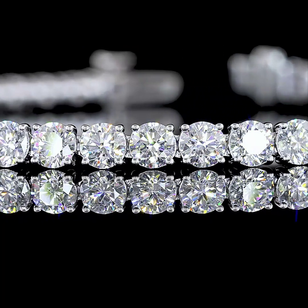 Lab-Grown 6.9 Carat Round E-VS Diamond 14K White Gold Tennis Bracelet