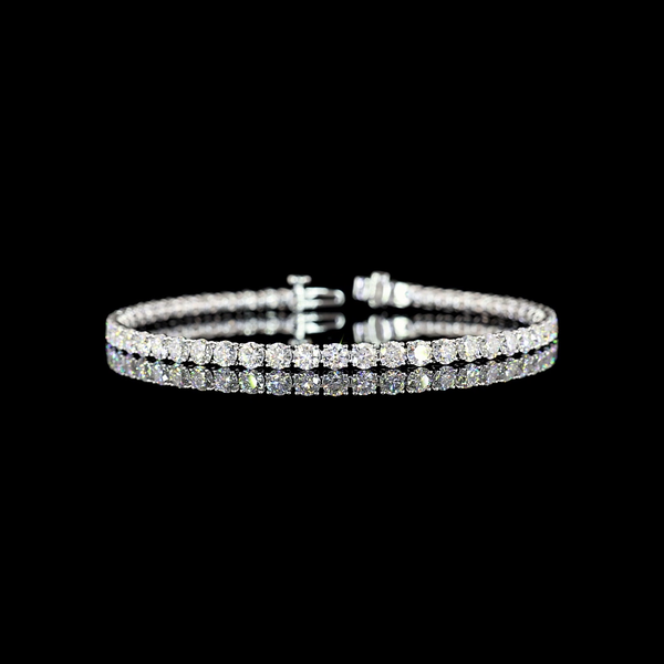 Lab-Grown 7.15 Carat Round E-VS1 Diamond 14K White Gold Tennis Bracelet