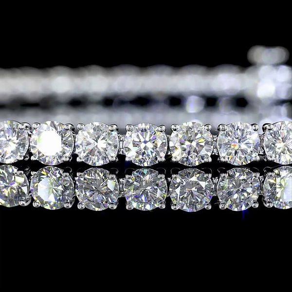 Lab-Grown 7.15 Carat Round E-VS1 Diamond 14K White Gold Tennis Bracelet