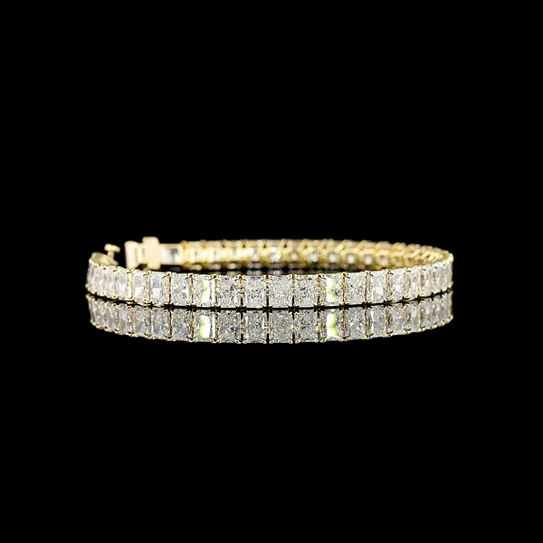Lab-Grown 17.45 Carat Radiant E-VS Diamond 14K Yellow Gold Tennis Bracelet