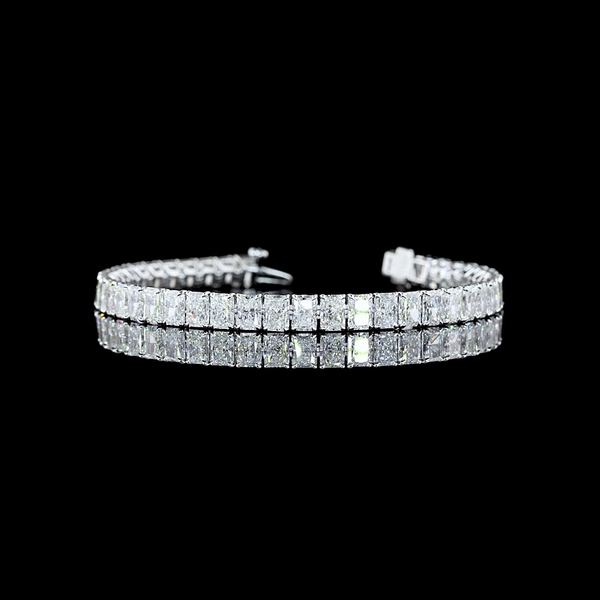 Lab-Grown 16.09 Carat Radiant E-VS1 Diamond 14K White Gold Tennis Bracelet