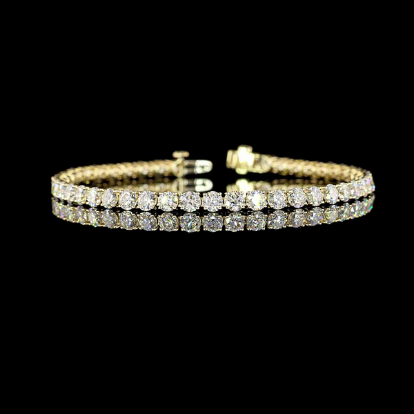 Lab-Grown 8.82 Carat Round E-VS1 Diamond 14K Yellow Gold Tennis Bracelet
