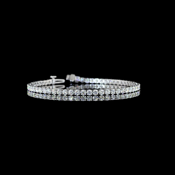 Lab-Grown 5.09 Carat Round E-VS Diamond Silver Tennis Bracelet