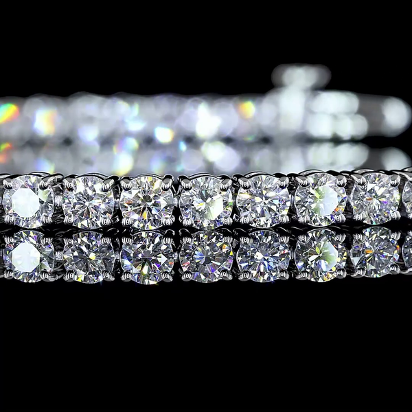 Lab-Grown 5.09 Carat Round E-VS Diamond Silver Tennis Bracelet