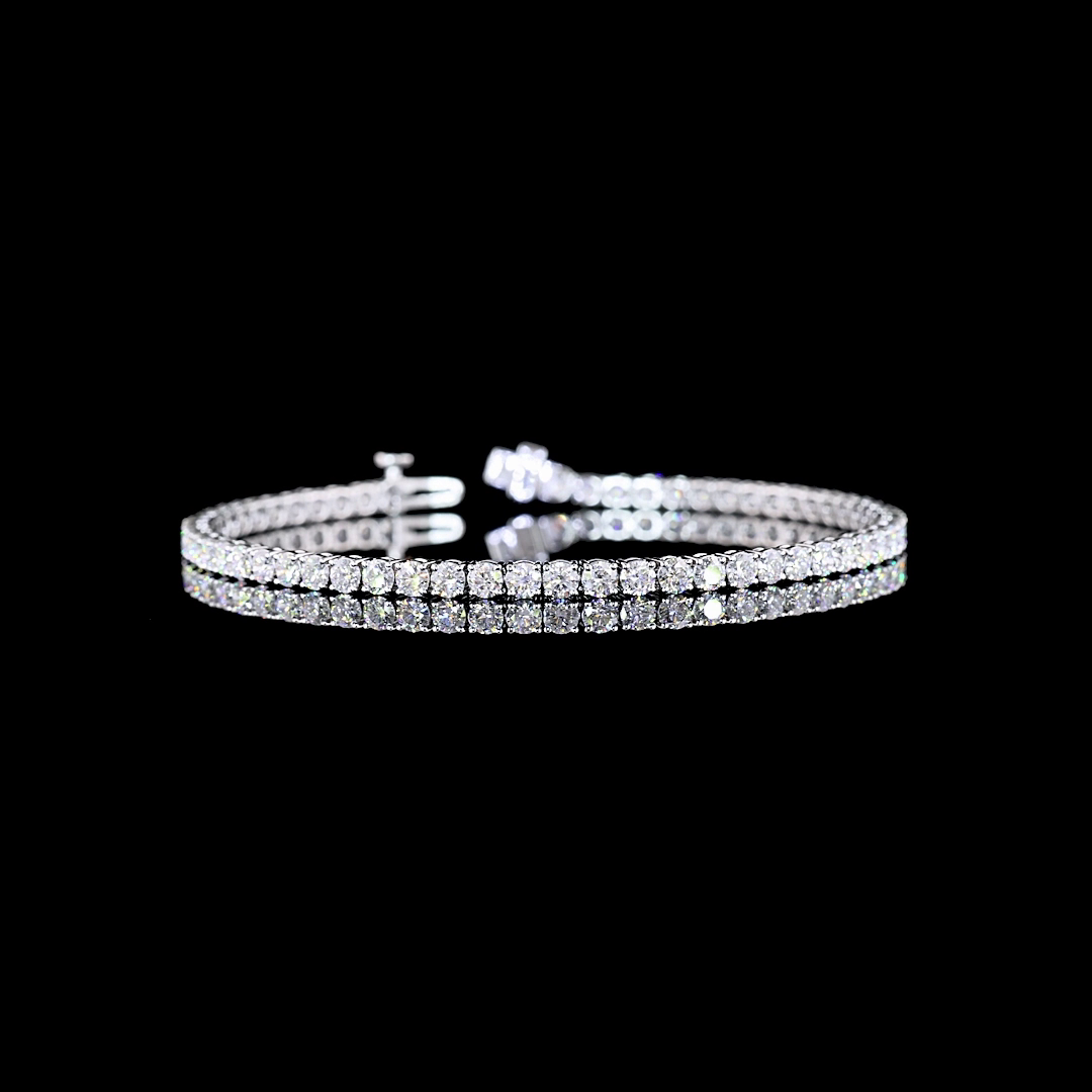 Lab-Grown 5.31 Carat Round E-VS Diamond 14K White Gold Tennis Bracelet