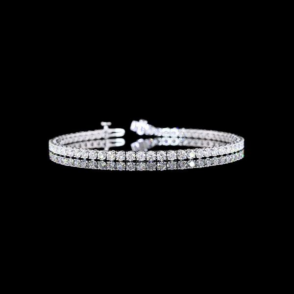 Lab-Grown 5.31 Carat Round E-VS Diamond 14K White Gold Tennis Bracelet