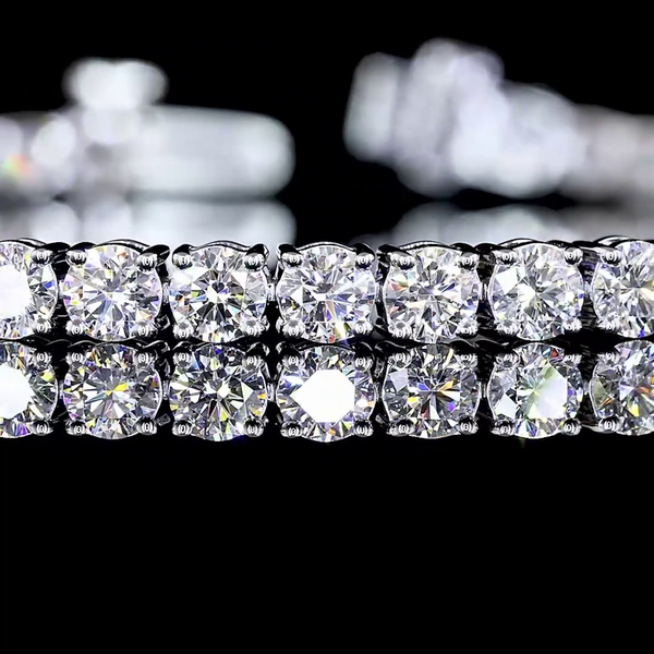 Lab-Grown 5.31 Carat Round E-VS Diamond 14K White Gold Tennis Bracelet