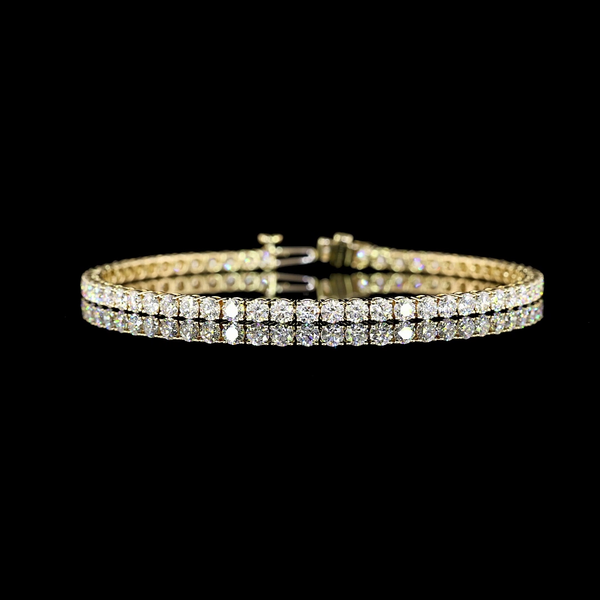 Lab-Grown 5.23 Carat Round E-VS Diamond 14K Yellow Gold Tennis Bracelet