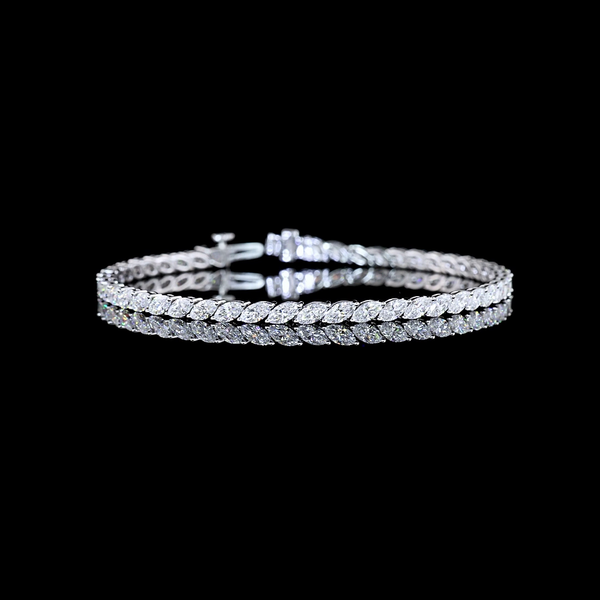 Lab-Grown 5.7 Carat Marquise E-VS1 Diamond 14K White Gold Tennis Bracelet
