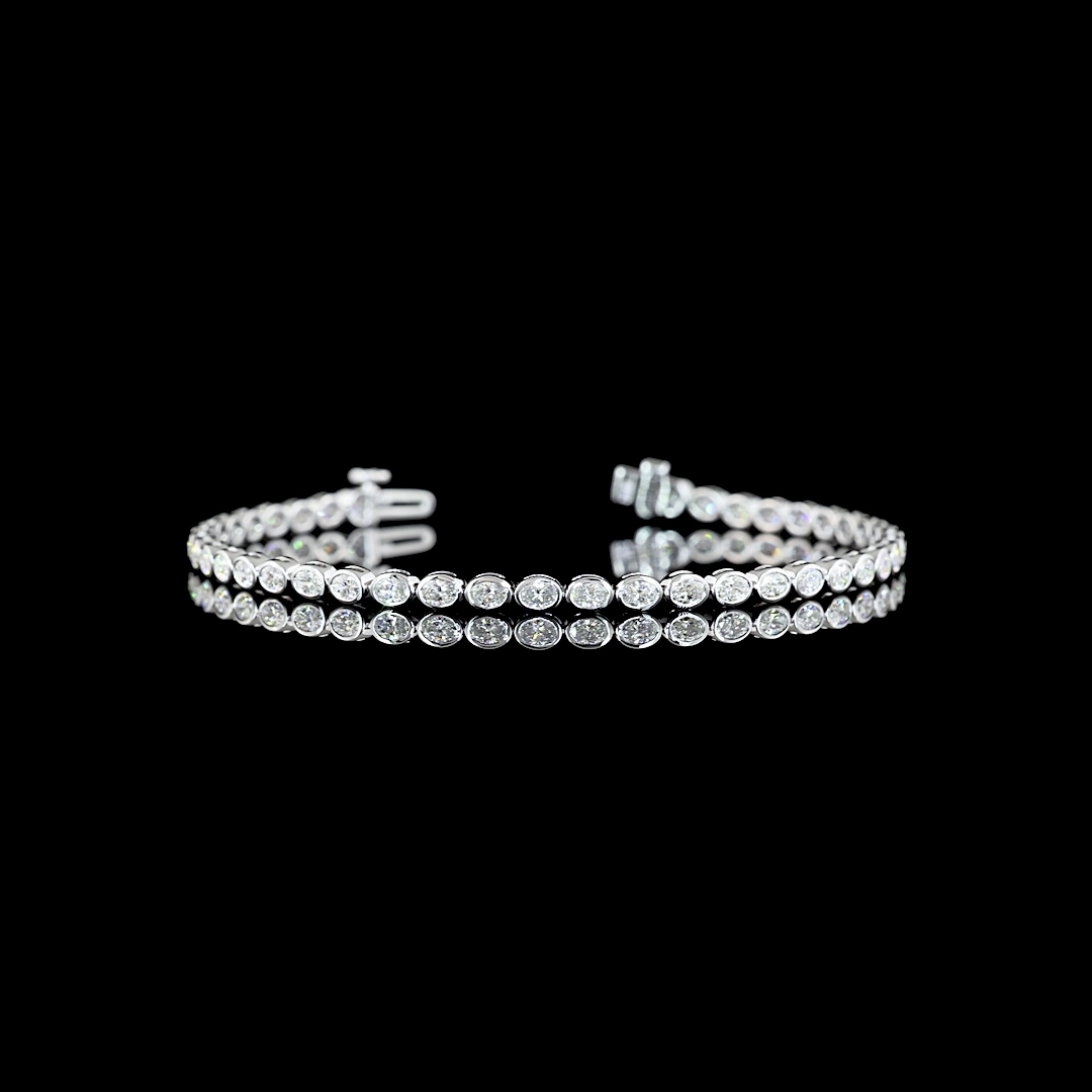 Lab-Grown 2.56 Carat Oval E-VS Diamond 14K White Gold Tennis Bracelet