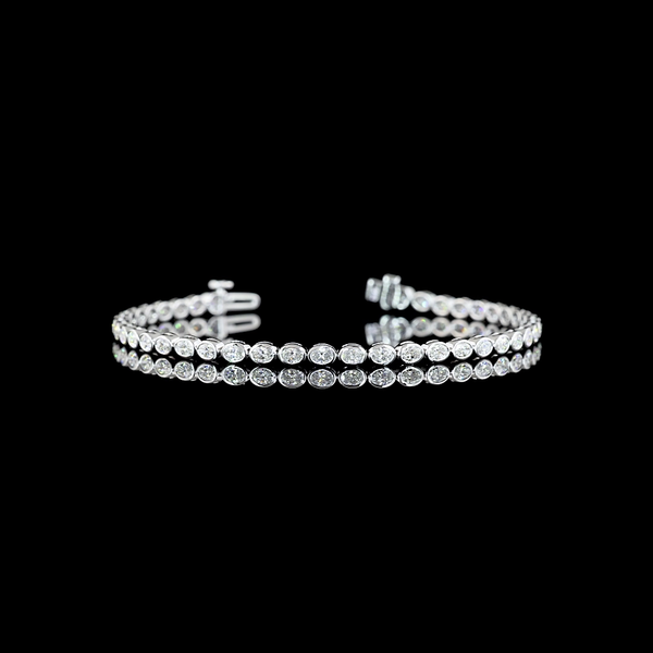 Lab-Grown 2.56 Carat Oval E-VS Diamond 14K White Gold Tennis Bracelet