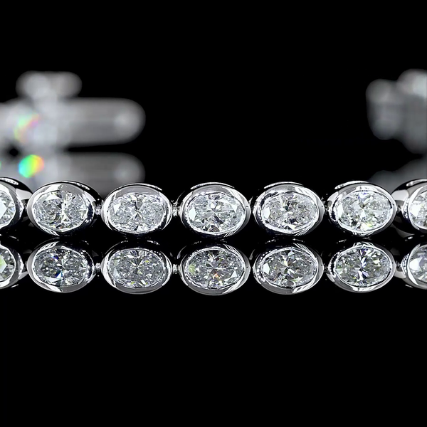 Lab-Grown 2.56 Carat Oval E-VS Diamond 14K White Gold Tennis Bracelet
