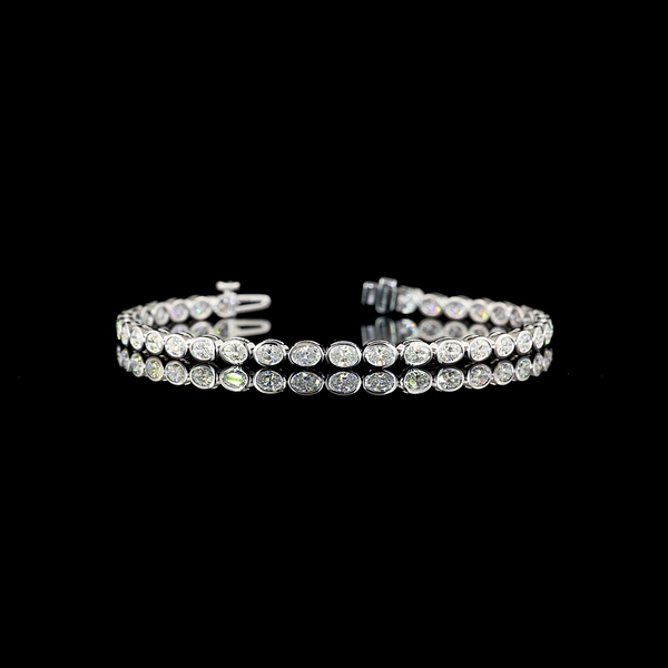 Lab-Grown 3.54 Carat Oval F-VS2 Diamond 14K White Gold Tennis Bracelet