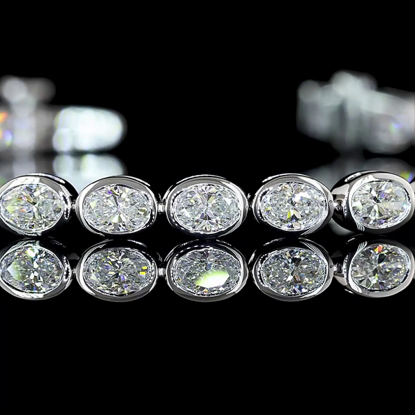 Lab-Grown 3.54 Carat Oval F-VS2 Diamond 14K White Gold Tennis Bracelet