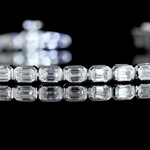 Lab-Grown 2.42 Carat Emerald E-VS Diamond 14K White Gold Tennis Bracelet