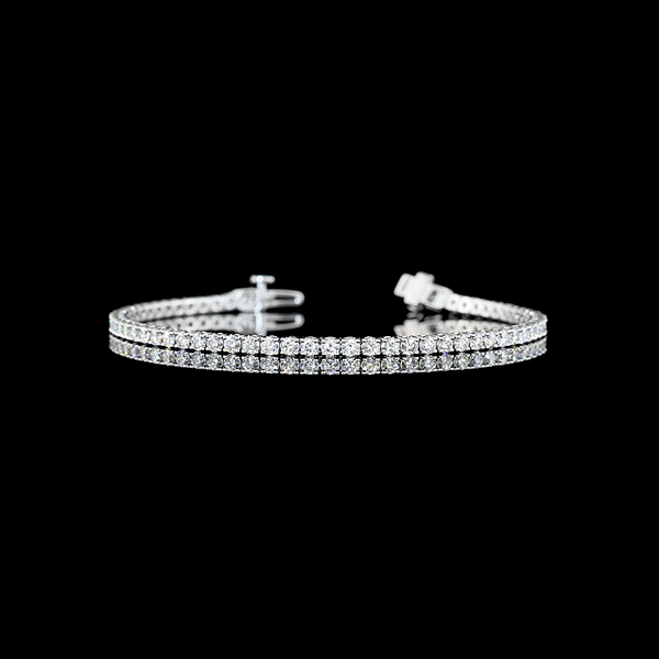 Lab-Grown 3.27 Carat Round E-VS Diamond 14K White Gold Tennis Bracelet