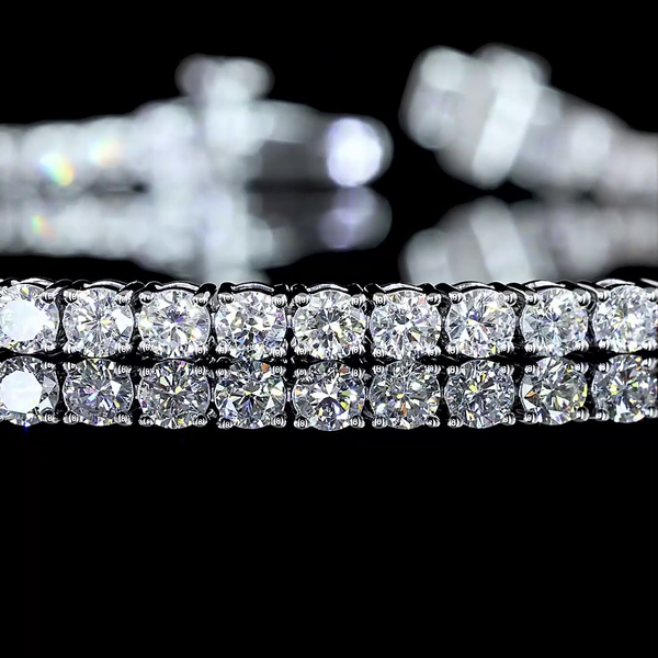 Lab-Grown 3.27 Carat Round E-VS Diamond 14K White Gold Tennis Bracelet
