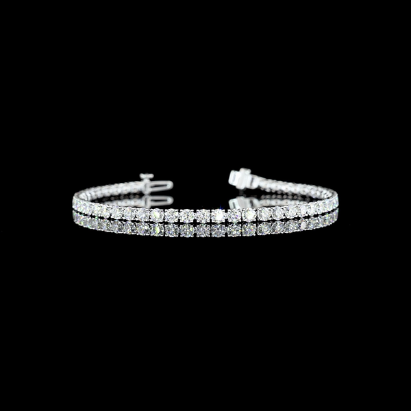 Lab-Grown 5.42 Carat Round E-VS Diamond 14K White Gold Tennis Bracelet