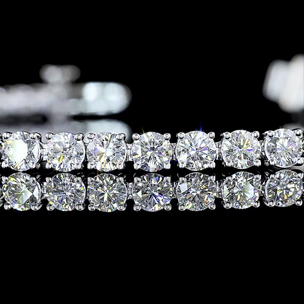 Lab-Grown 5.42 Carat Round E-VS Diamond 14K White Gold Tennis Bracelet