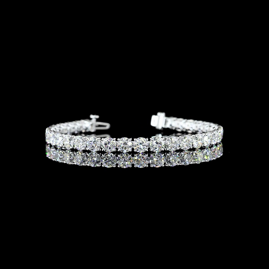Lab-Grown 16.59 Carat Round E-VS Diamond 14K White Gold Tennis Bracelet