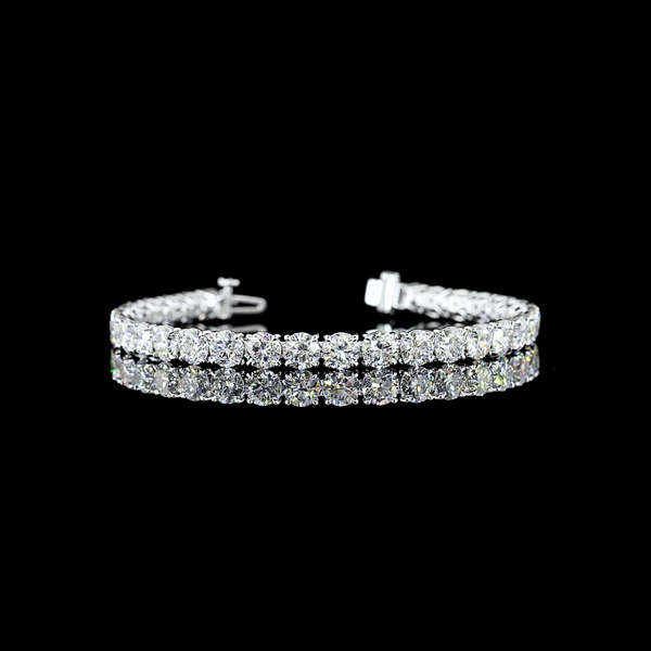 Lab-Grown 16.59 Carat Round E-VS Diamond 14K White Gold Tennis Bracelet