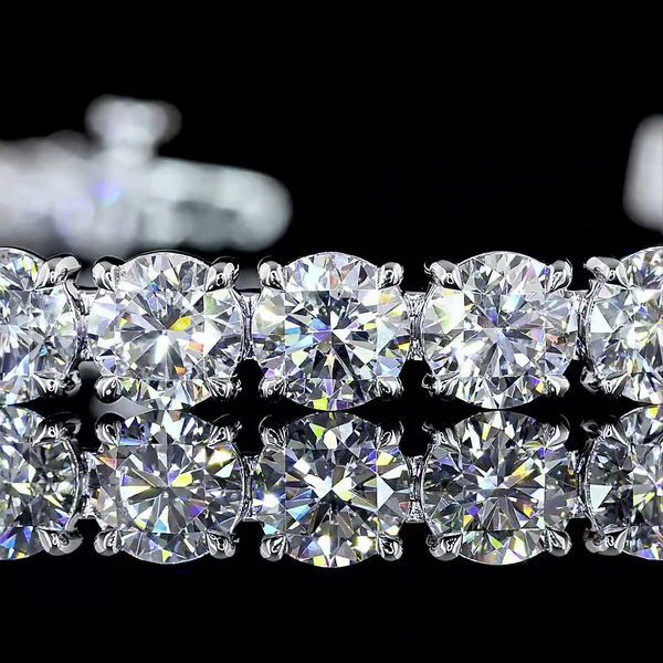 Lab-Grown 16.59 Carat Round E-VS Diamond 14K White Gold Tennis Bracelet