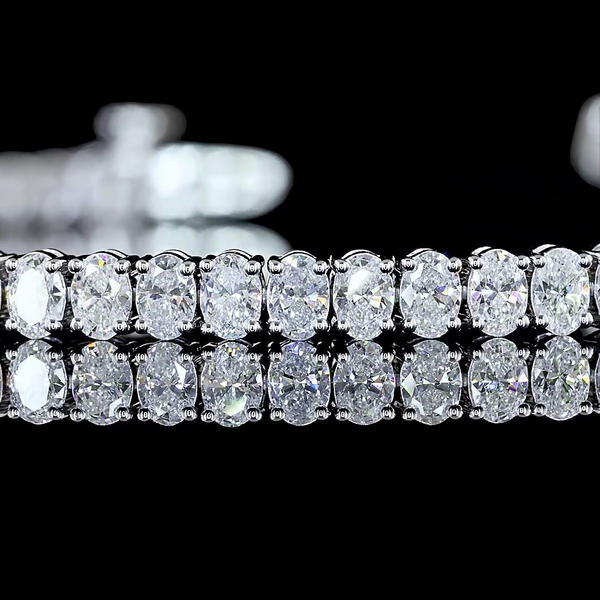 Lab-Grown 4.02 Carat Oval E-VS Diamond 14K White Gold Tennis Bracelet