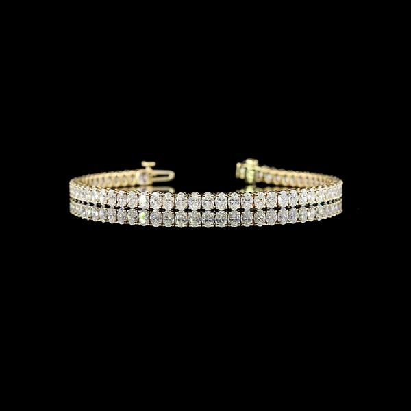 Lab-Grown 5.87 Carat Oval E-VS Diamond 14K Yellow Gold Tennis Bracelet