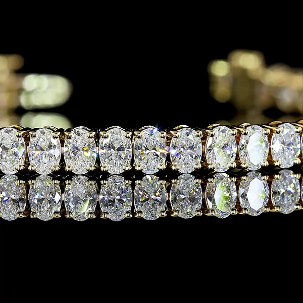 Lab-Grown 5.87 Carat Oval E-VS Diamond 14K Yellow Gold Tennis Bracelet
