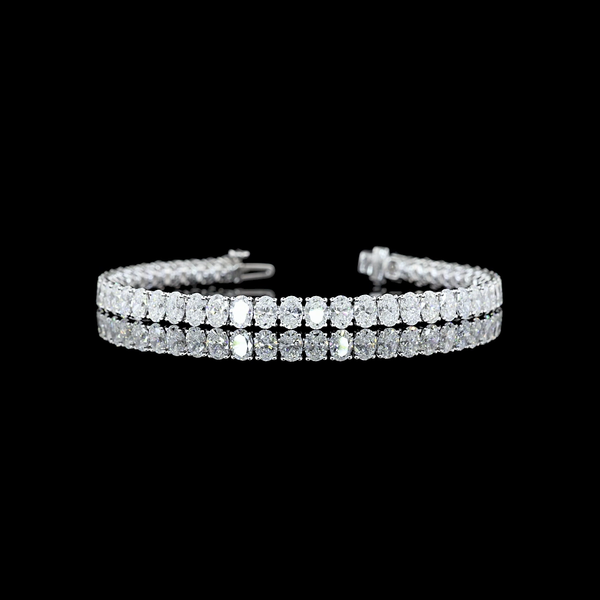 Lab-Grown 10.17 Carat Oval E-VS1 Diamond 14K White Gold Tennis Bracelet