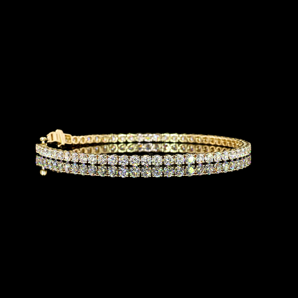 Lab-Grown 5.3 Carat Round F-VS2 Diamond 14K Yellow Gold Tennis Bracelet
