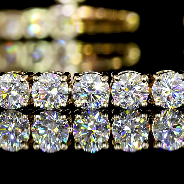 Lab-Grown 5.3 Carat Round F-VS2 Diamond 14K Yellow Gold Tennis Bracelet