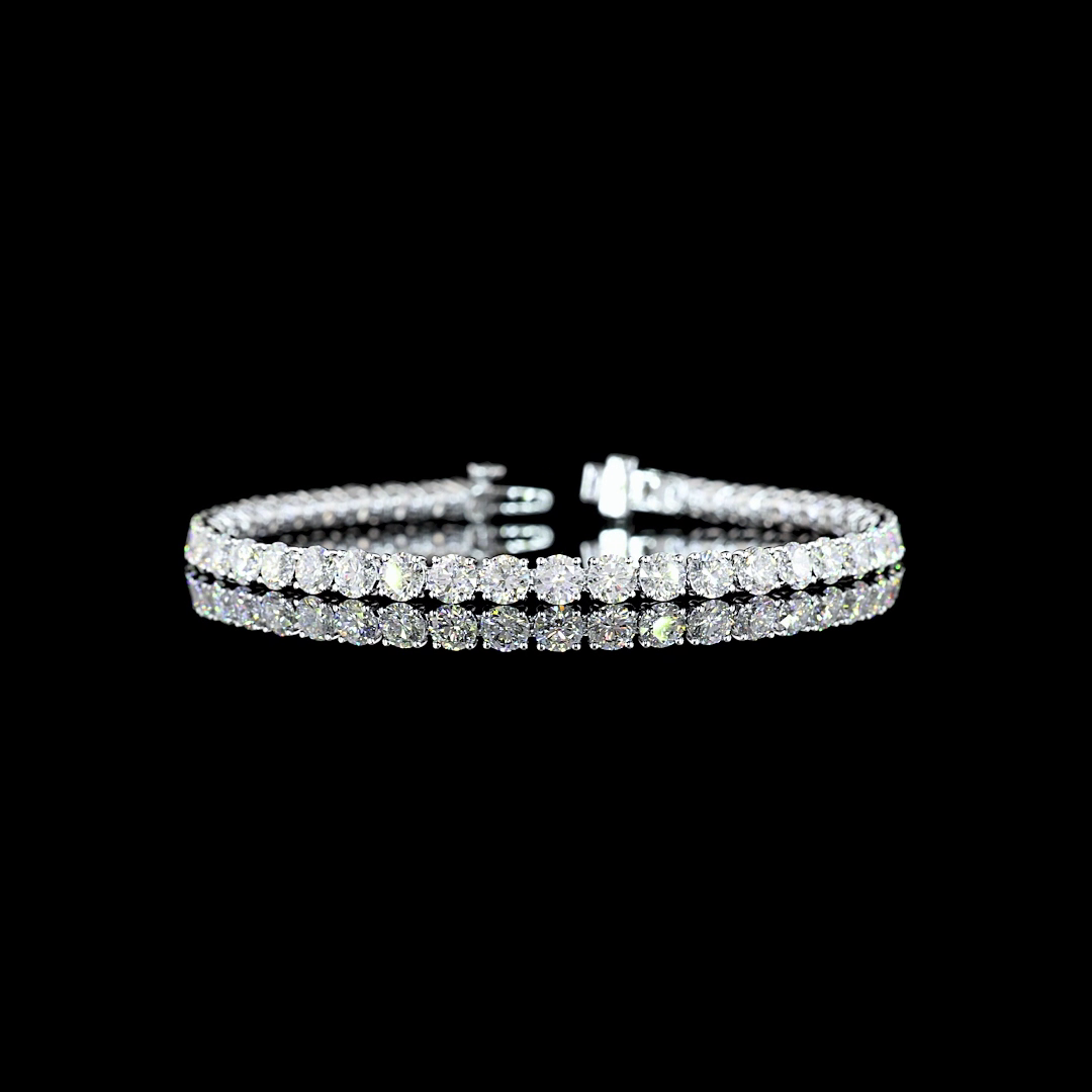 Lab-Grown 10.24 Carat Round E-VS Diamond 14K White Gold Tennis Bracelet