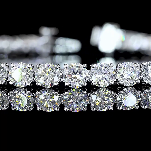 Lab-Grown 10.24 Carat Round E-VS Diamond 14K White Gold Tennis Bracelet