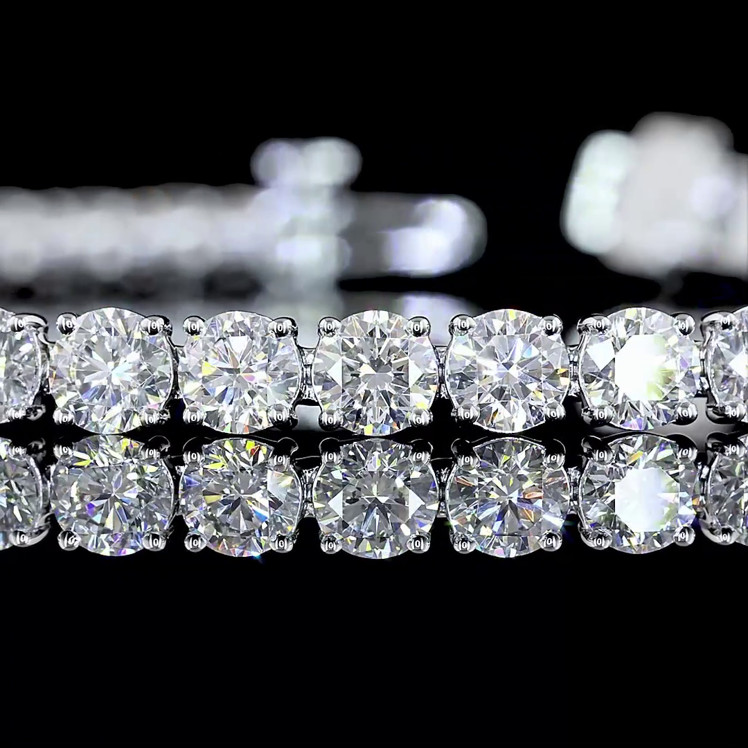 Lab-Grown 9.09 Carat Round E-VS Diamond 14K White Gold Tennis Bracelet