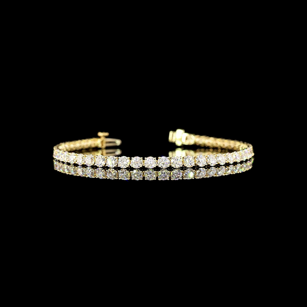 Lab-Grown 7.1 Carat Round E-VS Diamond 14K Yellow Gold Tennis Bracelet