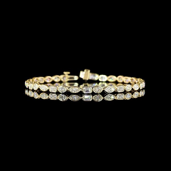 Lab-Grown 4.54 Carat MIX E-VS Diamond 14K Yellow Gold Tennis Bracelet